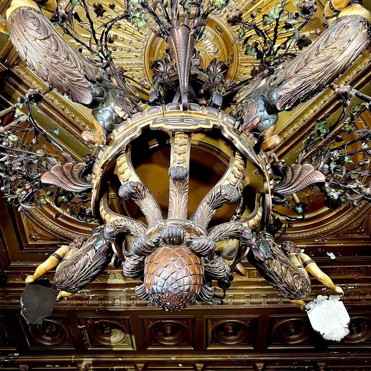 Monumental Chandelier In Wood And Stucco, Diameter 234 Cm-photo-3