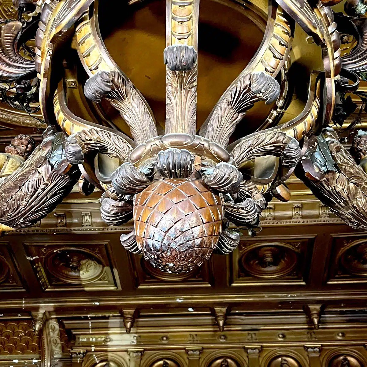 Monumental Chandelier In Wood And Stucco, Diameter 234 Cm-photo-2