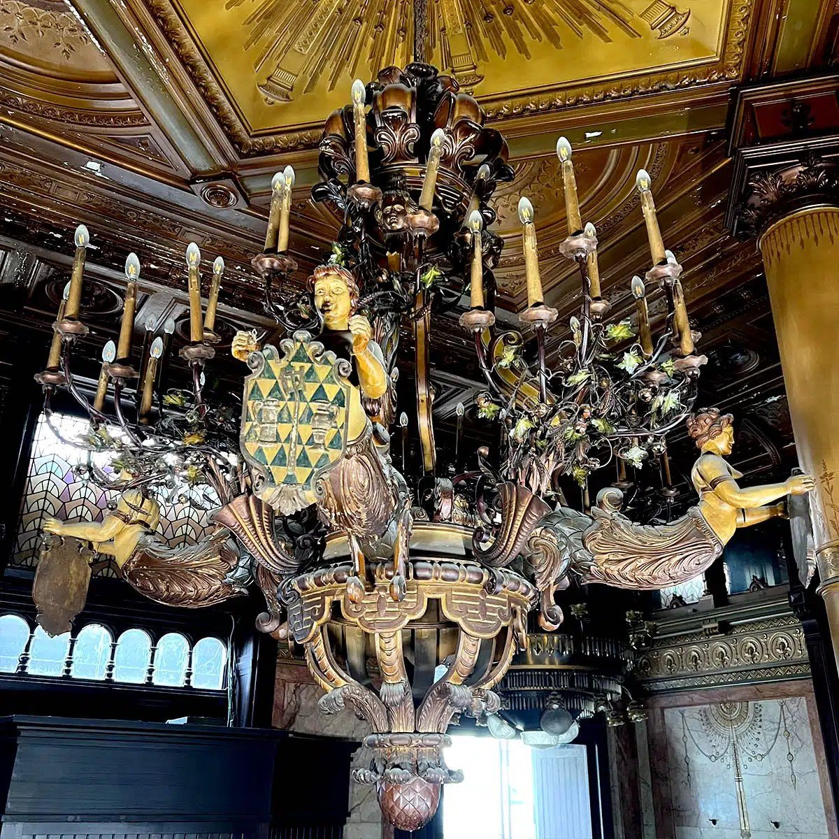 Monumental Chandelier In Wood And Stucco, Diameter 234 Cm-photo-5