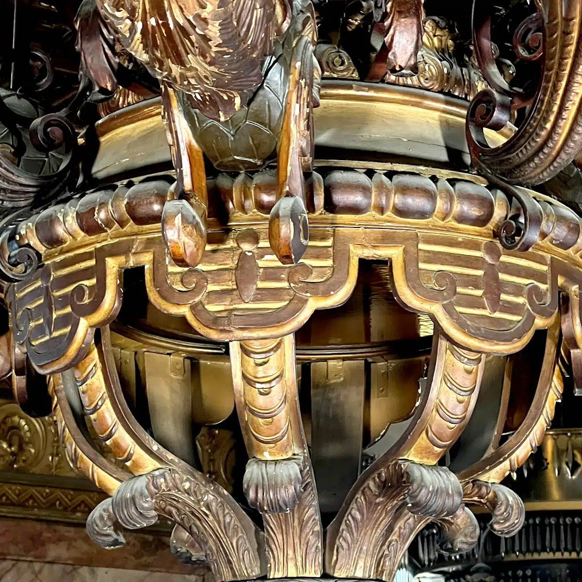 Monumental Chandelier In Wood And Stucco, Diameter 234 Cm-photo-8