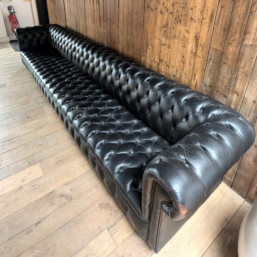 Canapé Chesterfield Noir De 4m De Long-photo-4