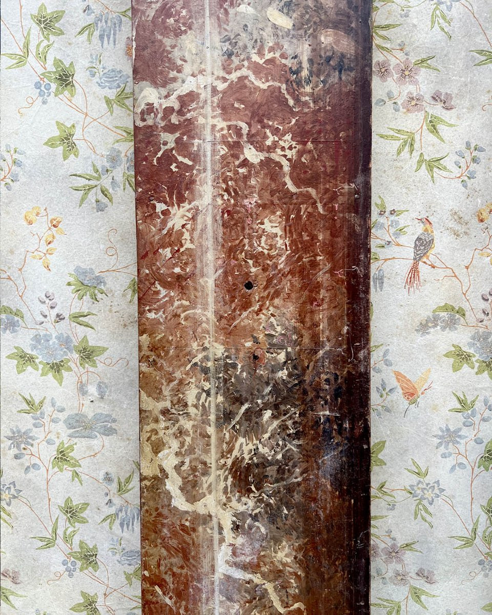 Paires De Colonnes De Scène En Bois Peintes En Faux Marbre Et D’après L’antique-photo-1