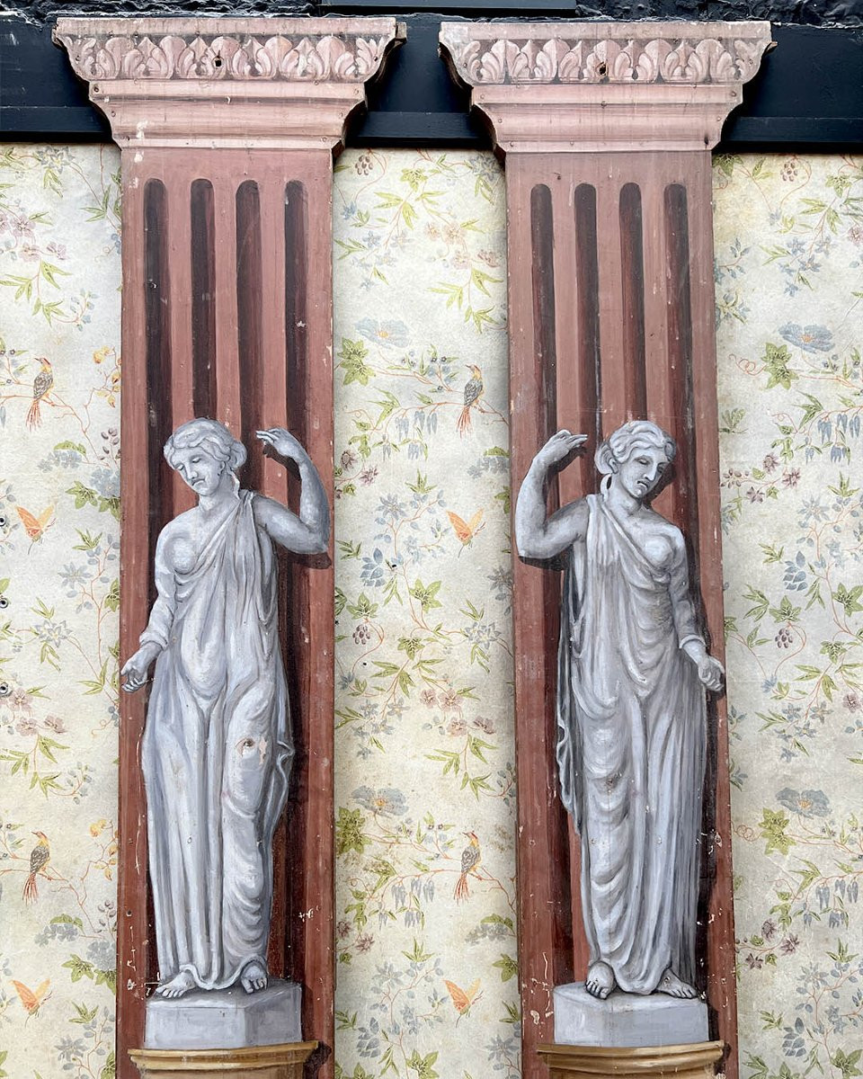 Pair Of Wooden Stage Columns Painted In Faux Marble And After The Antique-photo-3