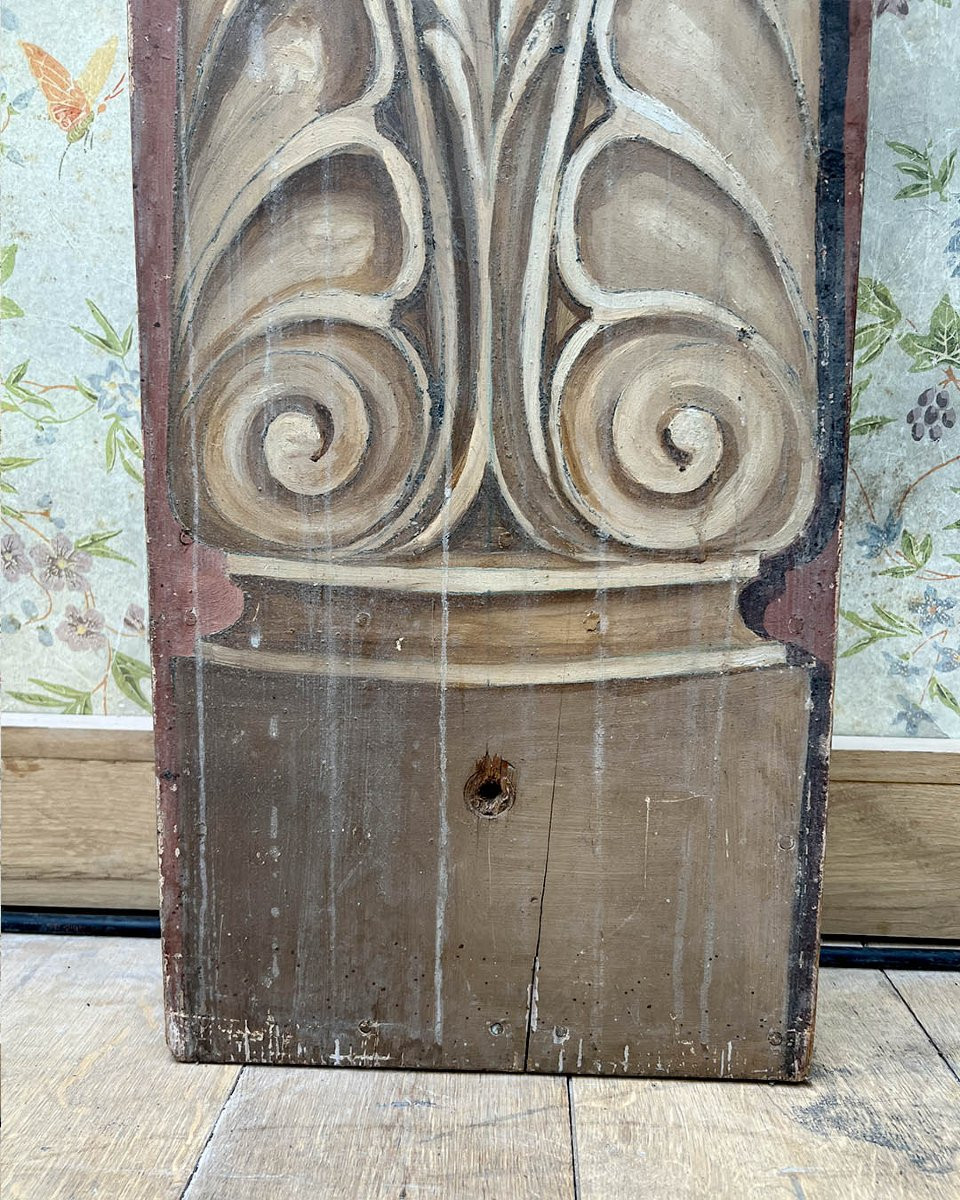 Paires De Colonnes De Scène En Bois Peintes En Faux Marbre Et D’après L’antique-photo-1