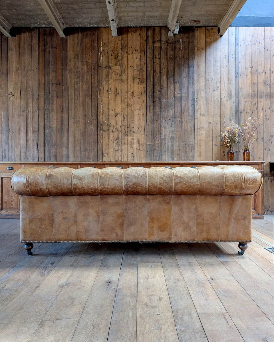 Canapé Chesterfield En Cuir Marron-photo-4