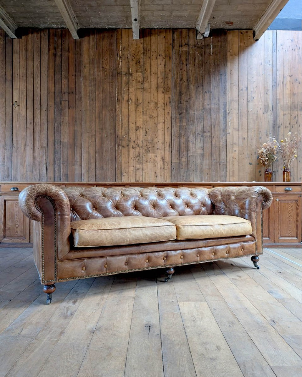 Brown Leather Chesterfield Sofa