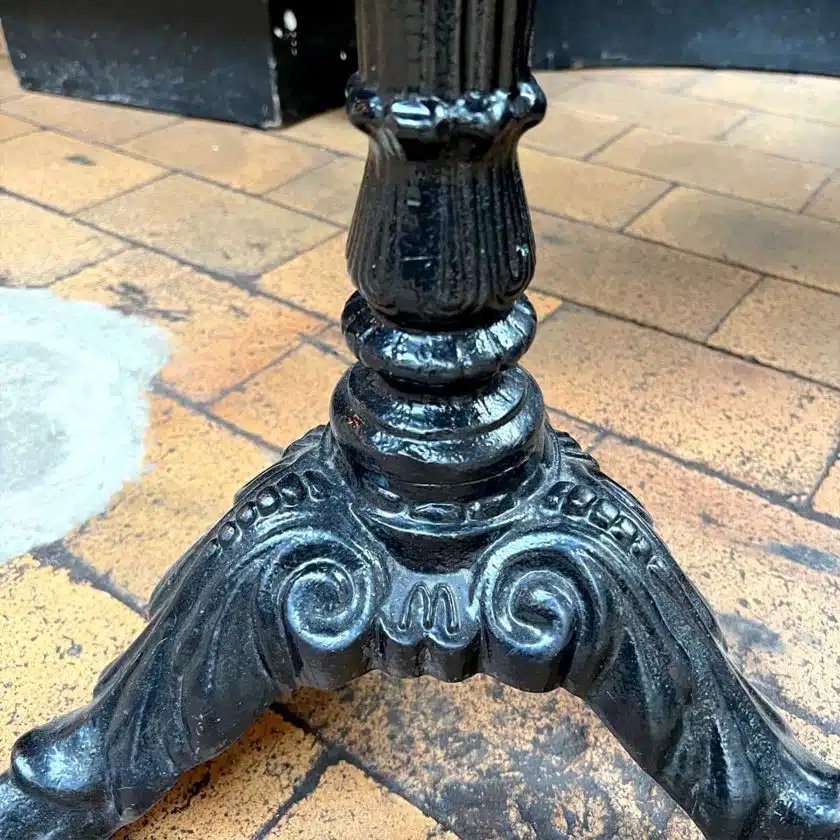 Cast Iron Bistro Table With Marble Top And Brass Edges-photo-4