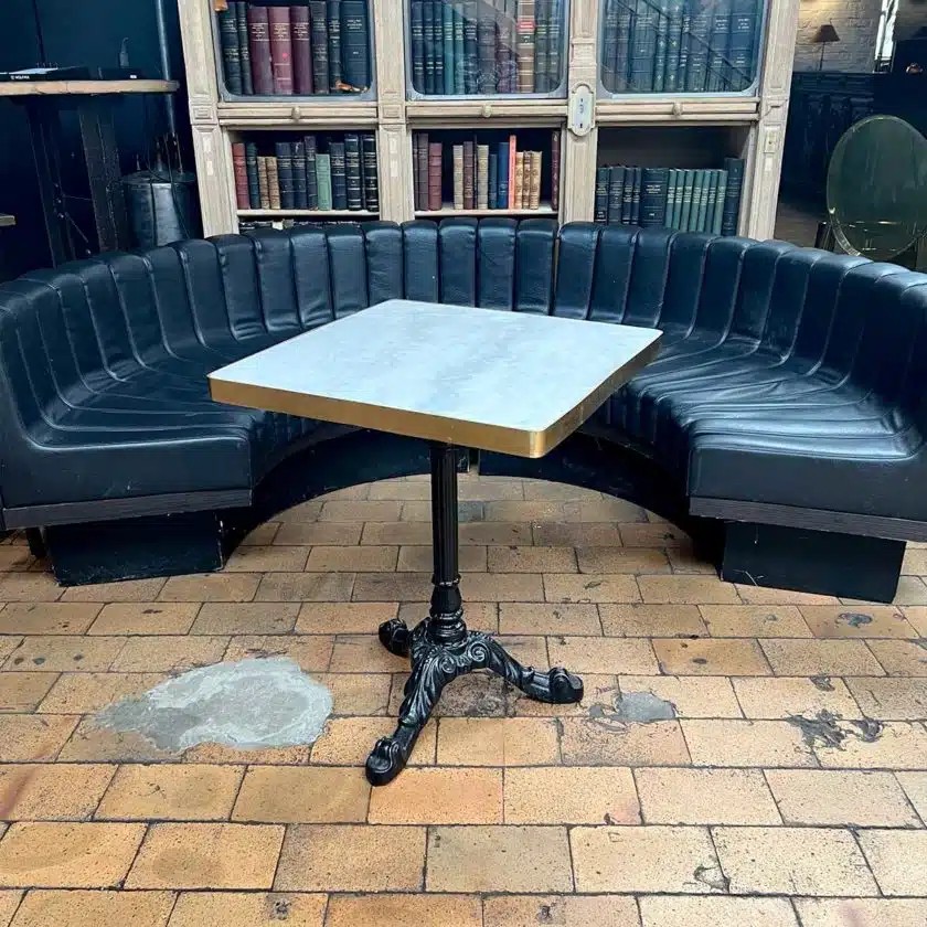 Cast Iron Bistro Table With Marble Top And Brass Edges