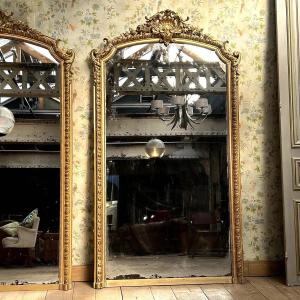 Louis XV Style Trumeau In Gilding, Mercury Mirror