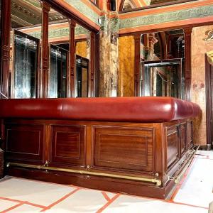 Solid Mahogany Bar With Brass And Marble Finishes