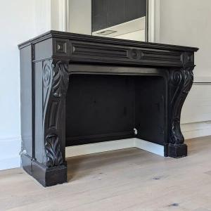 1840s Belgian Late Black Marble Fireplace