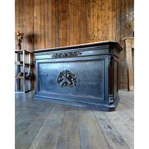 Mahogany Shop Counter With Marble