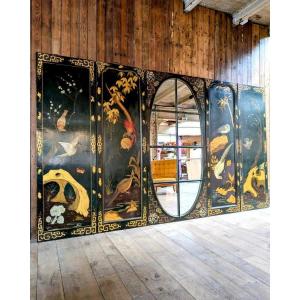 Set Of Painted Panels With Chinoiserie Decor