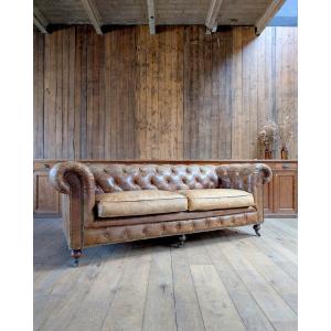 Brown Leather Chesterfield Sofa