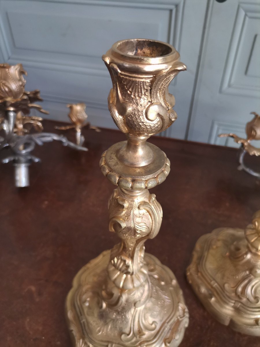 Pair Of Louis XV Style Candelabra 1st Half Of The Nineteenth-photo-6