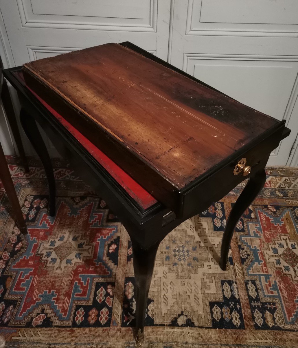 Louis XV Period Black Lacquered Cabaret Or Living Room Table-photo-3