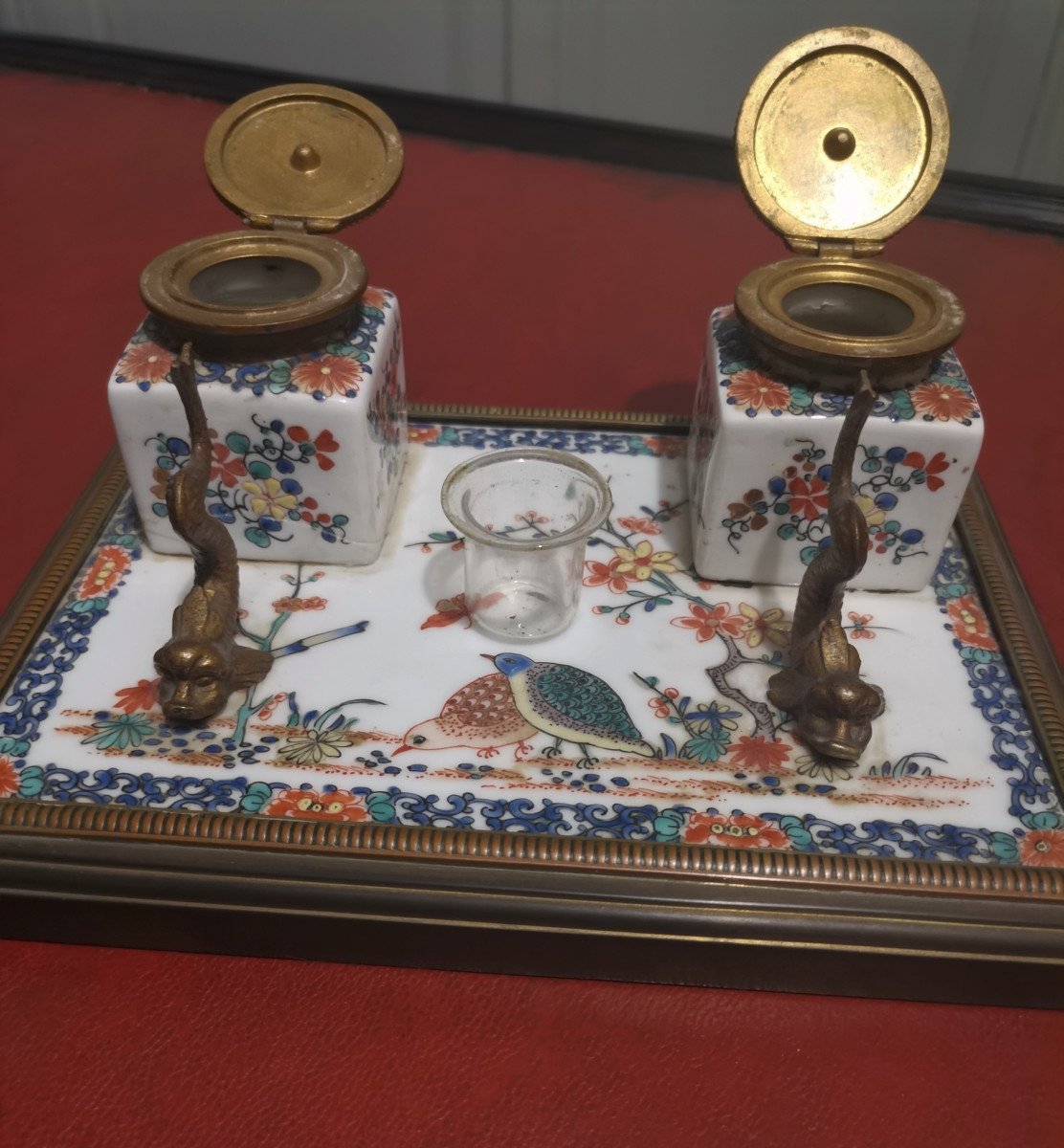 Regency Style Porcelain Office Inkwell With Kakiemon Decor Late 19th Century Early 20th Century-photo-3