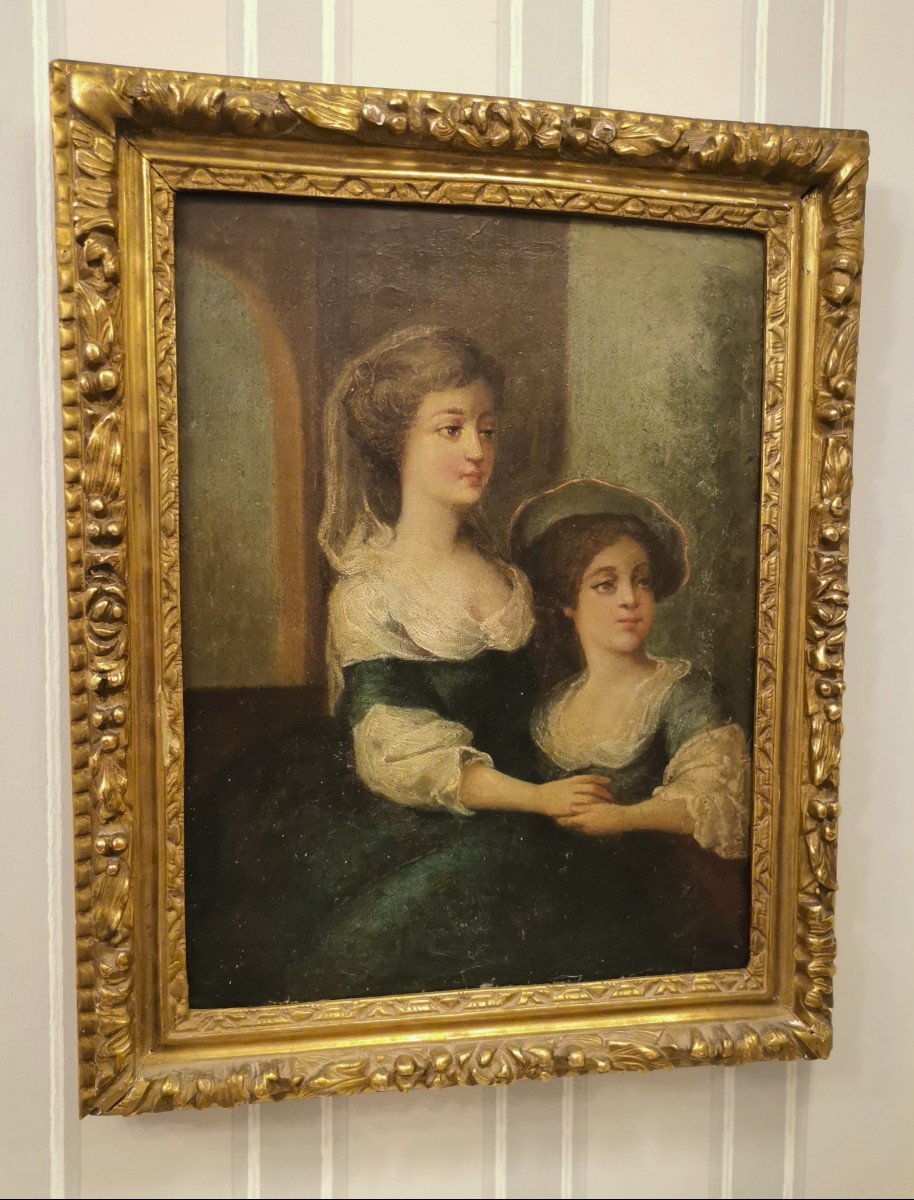 Petit Portrait Représentant Peut-être Une Mère Et Sa Fille époque Louis XVI-photo-2