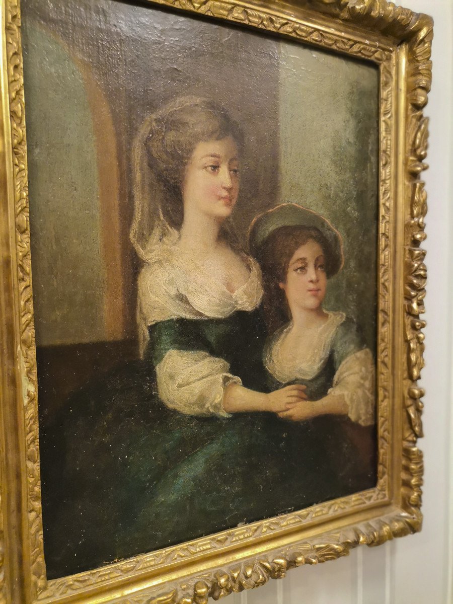 Petit Portrait Représentant Peut-être Une Mère Et Sa Fille époque Louis XVI-photo-1