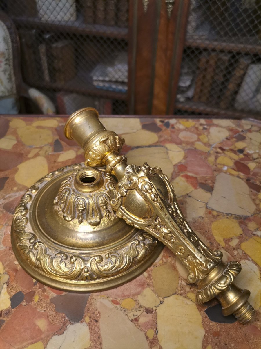 Candlestick Or Torch In Gilt Bronze, Regency Period-photo-4