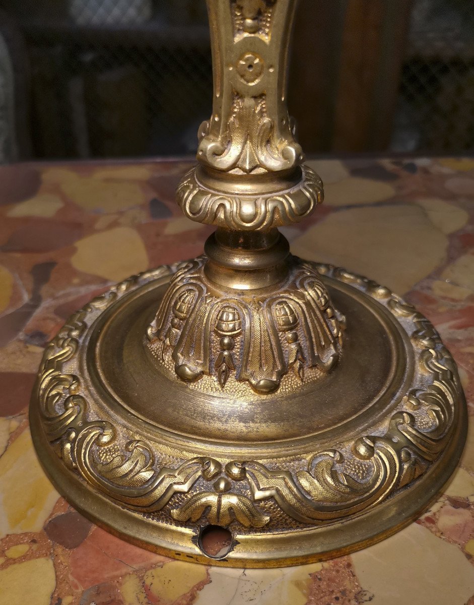 Candlestick Or Torch In Gilt Bronze, Regency Period-photo-4