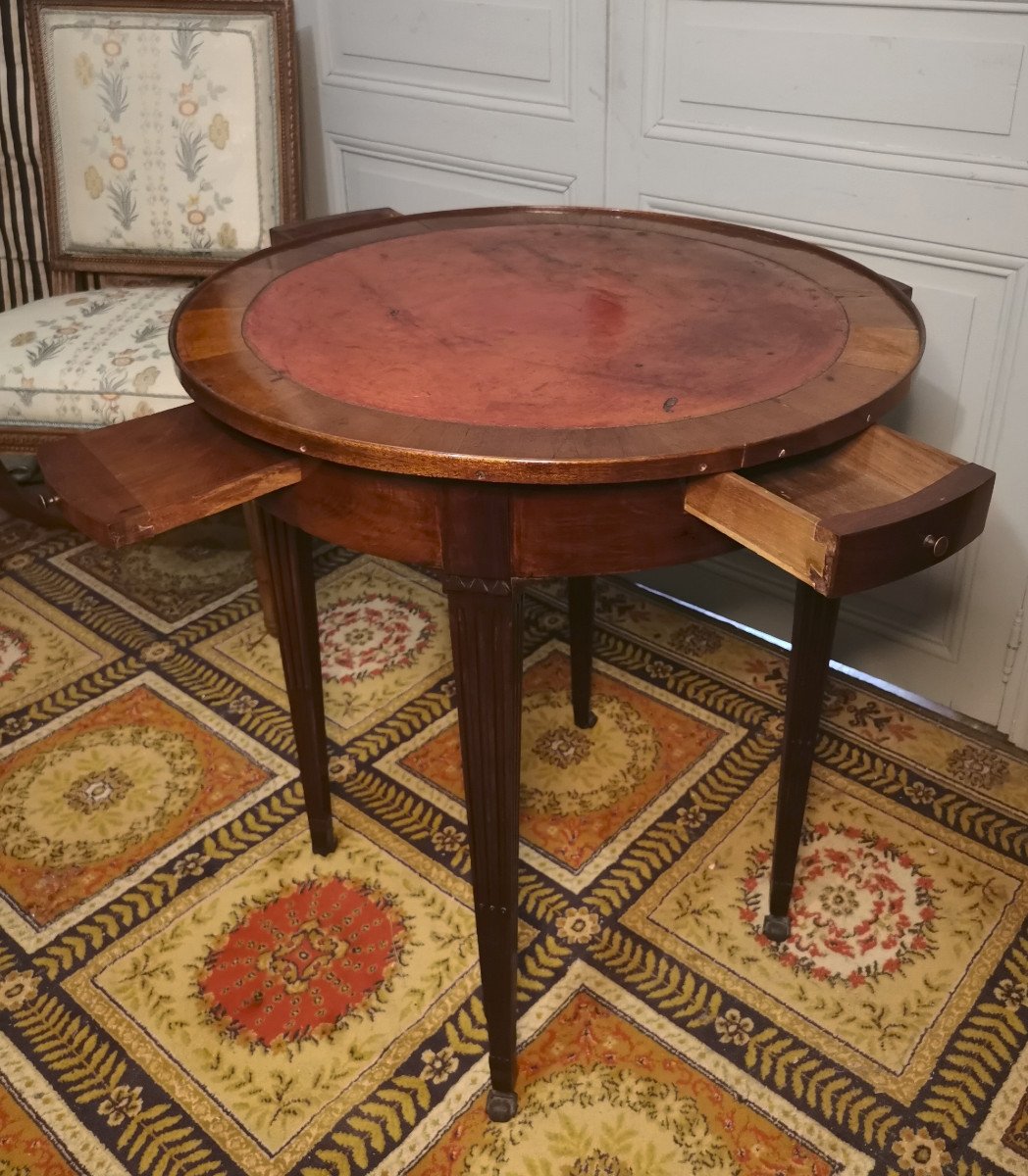 Table Bouillotte En Acajou Massif d'époque Louis XVI-photo-2