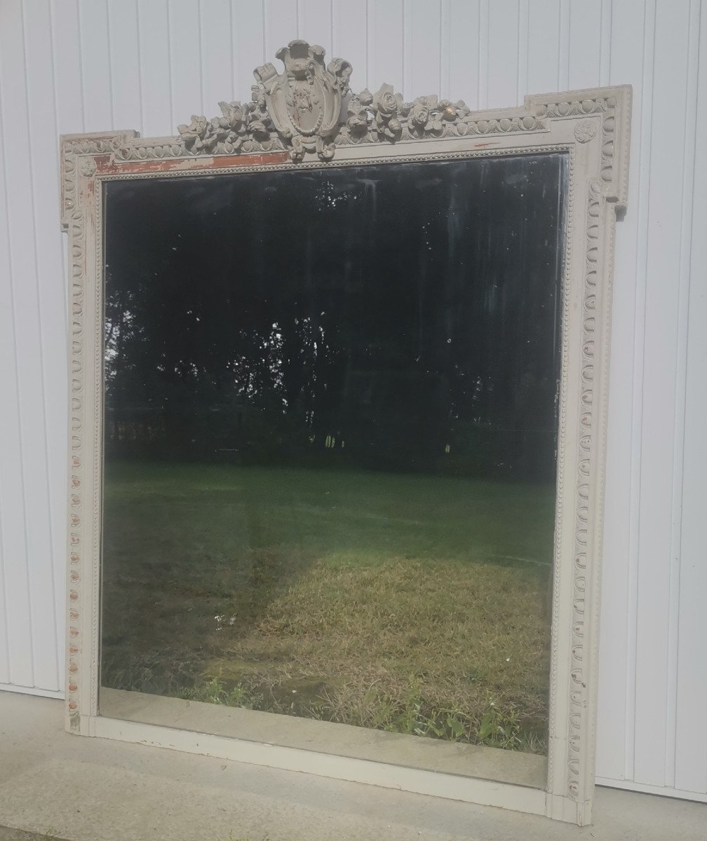 Large Louis XVI Style Fireplace Mirror, 19th Century