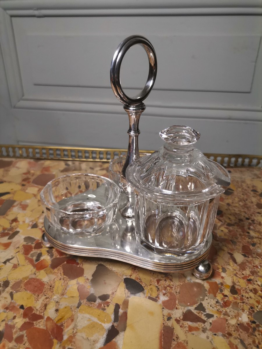 Christofle And Baccarat Crystal Condiment And Salt Cellar Display-photo-5