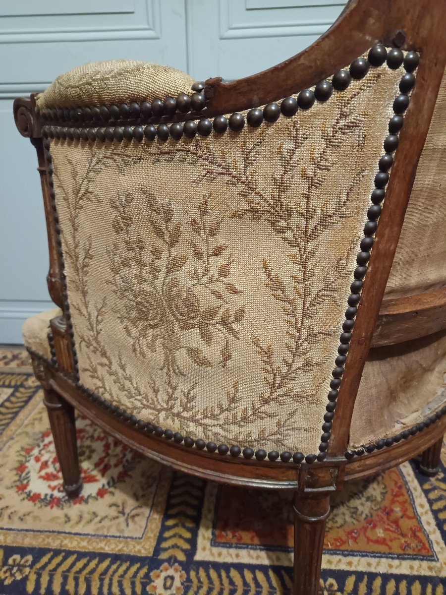 Fauteuil Bergère d'époque Louis XVI-photo-2