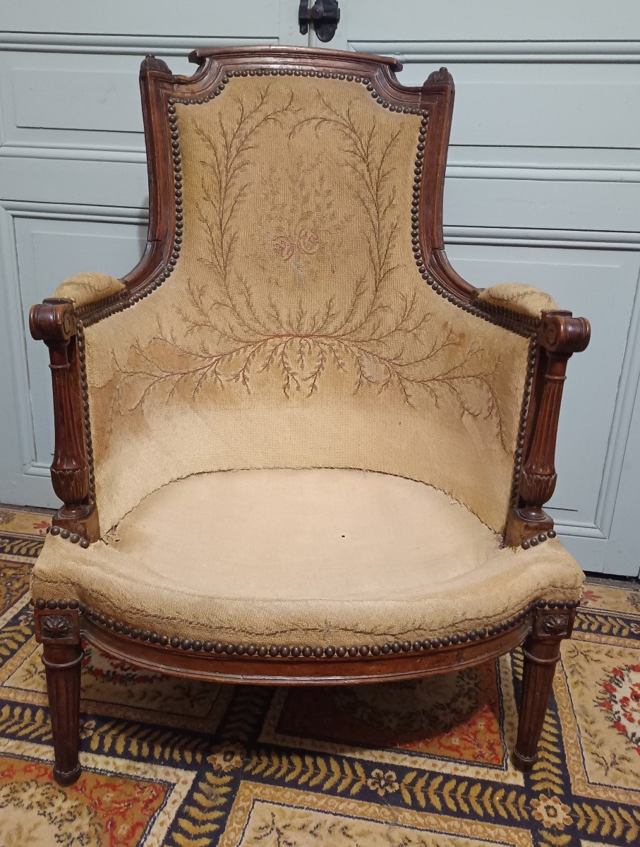 Fauteuil Bergère d'époque Louis XVI-photo-1