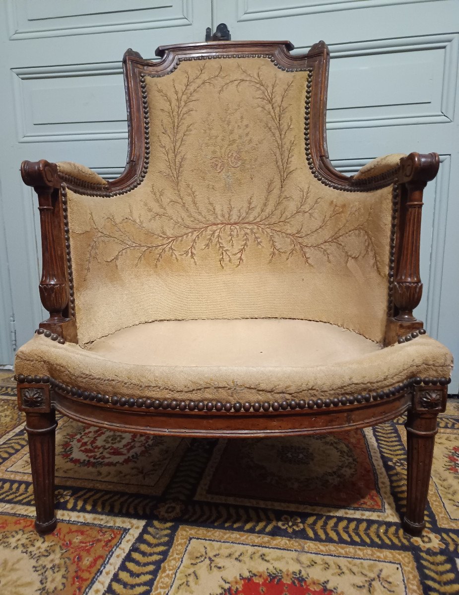 Fauteuil Bergère d'époque Louis XVI-photo-3