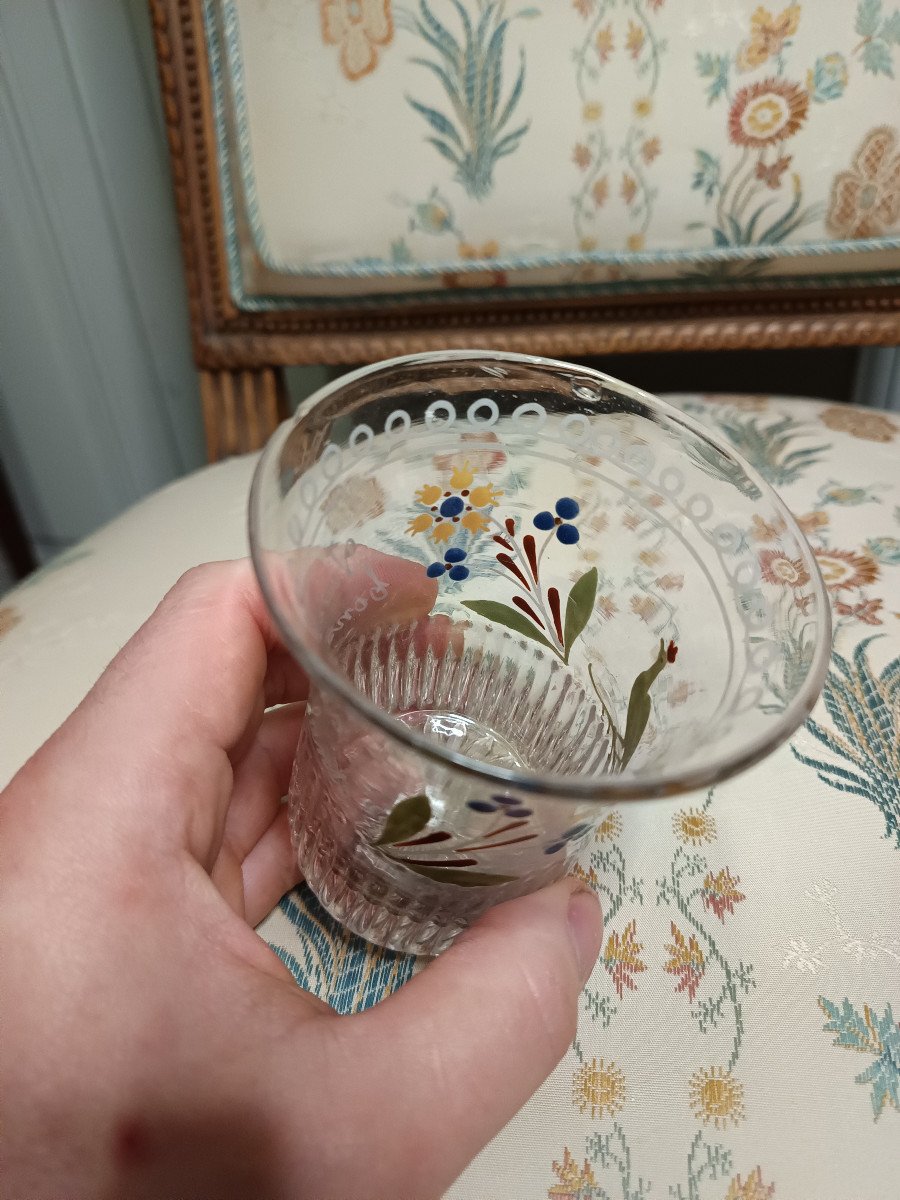 Gobelet Normand De Mariage En Verre émaillé époque Début XIXème-photo-4