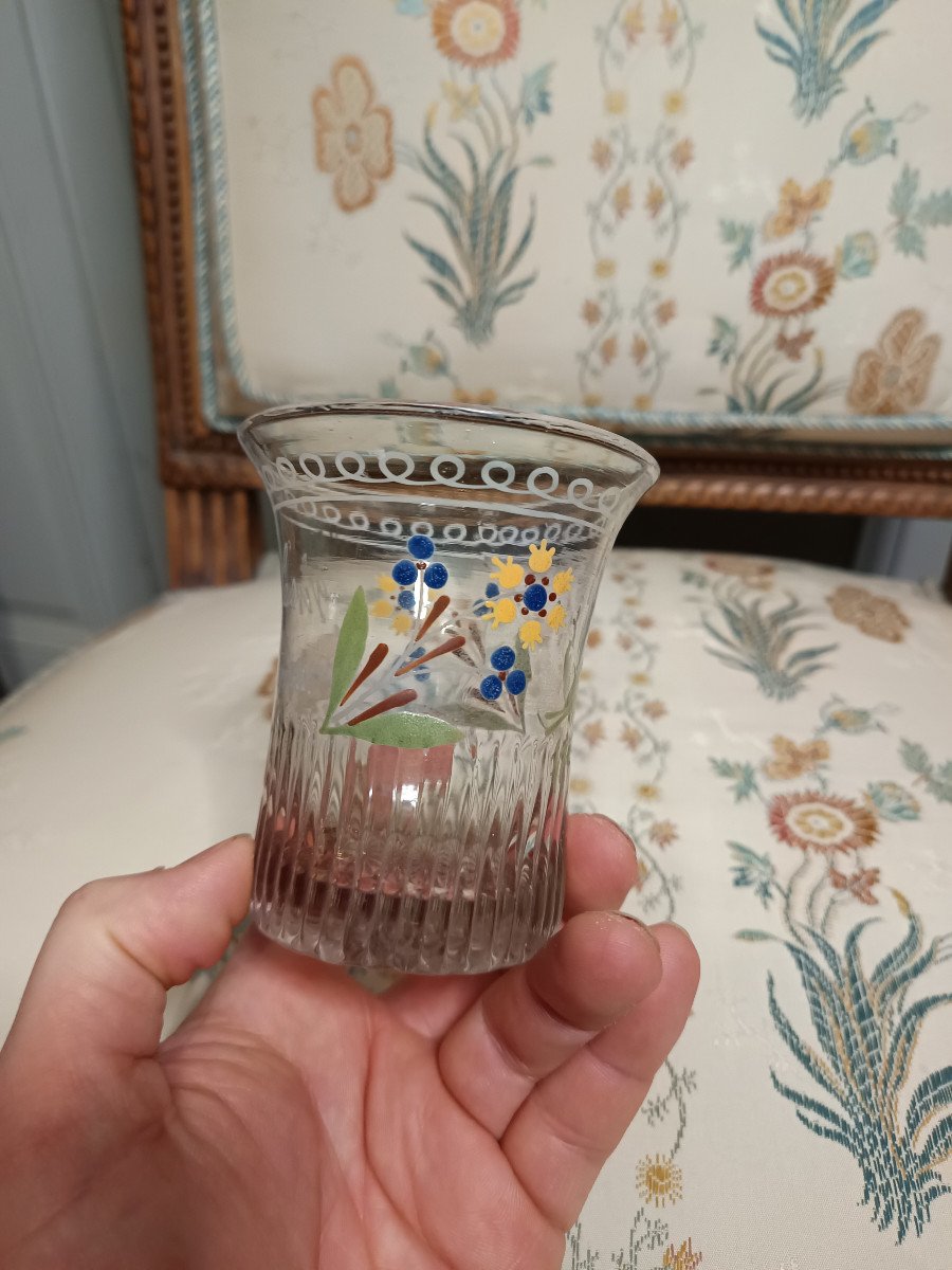 Gobelet Normand De Mariage En Verre émaillé époque Début XIXème-photo-4