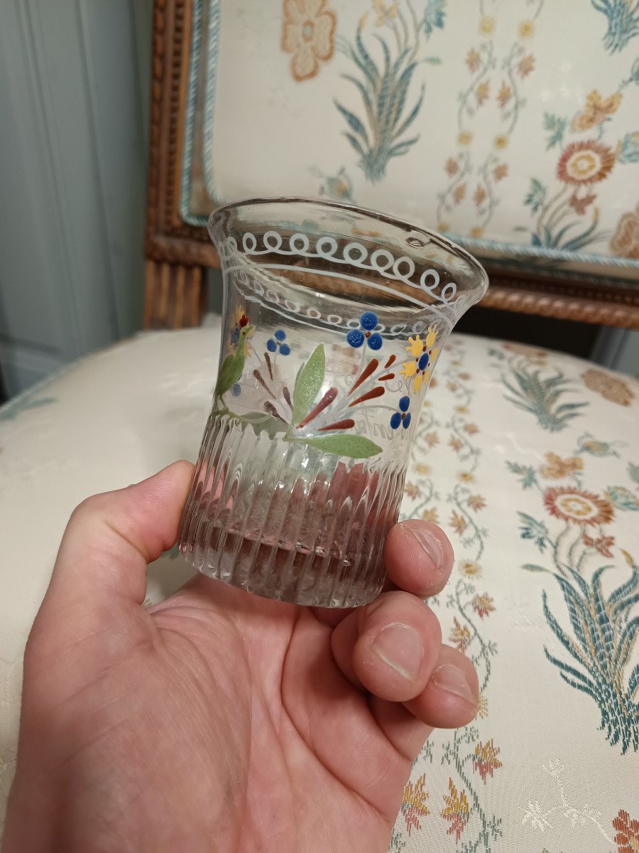 Gobelet Normand De Mariage En Verre émaillé époque Début XIXème-photo-8