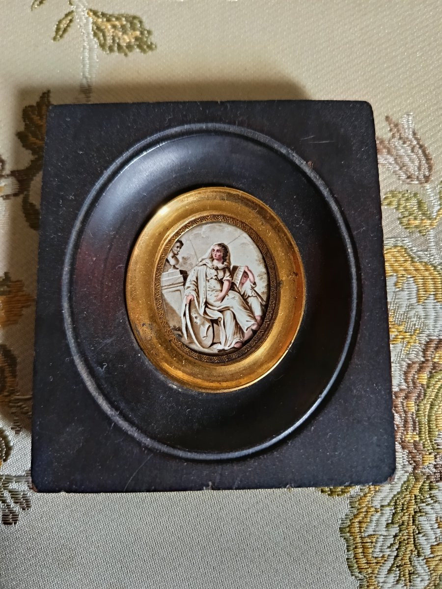 Petite Miniature Sur Cuivre d'époque Louis XVI-photo-3