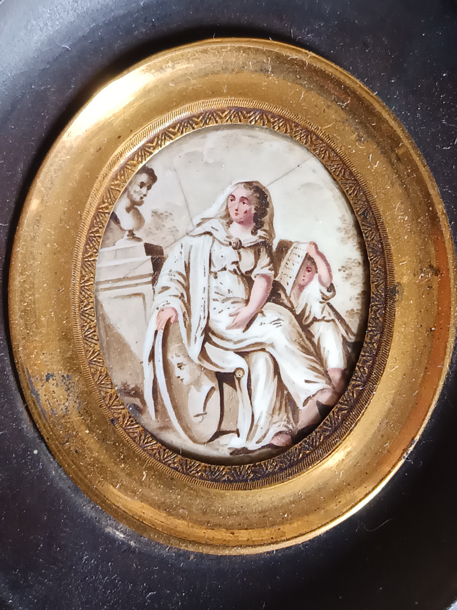 Petite Miniature Sur Cuivre d'époque Louis XVI