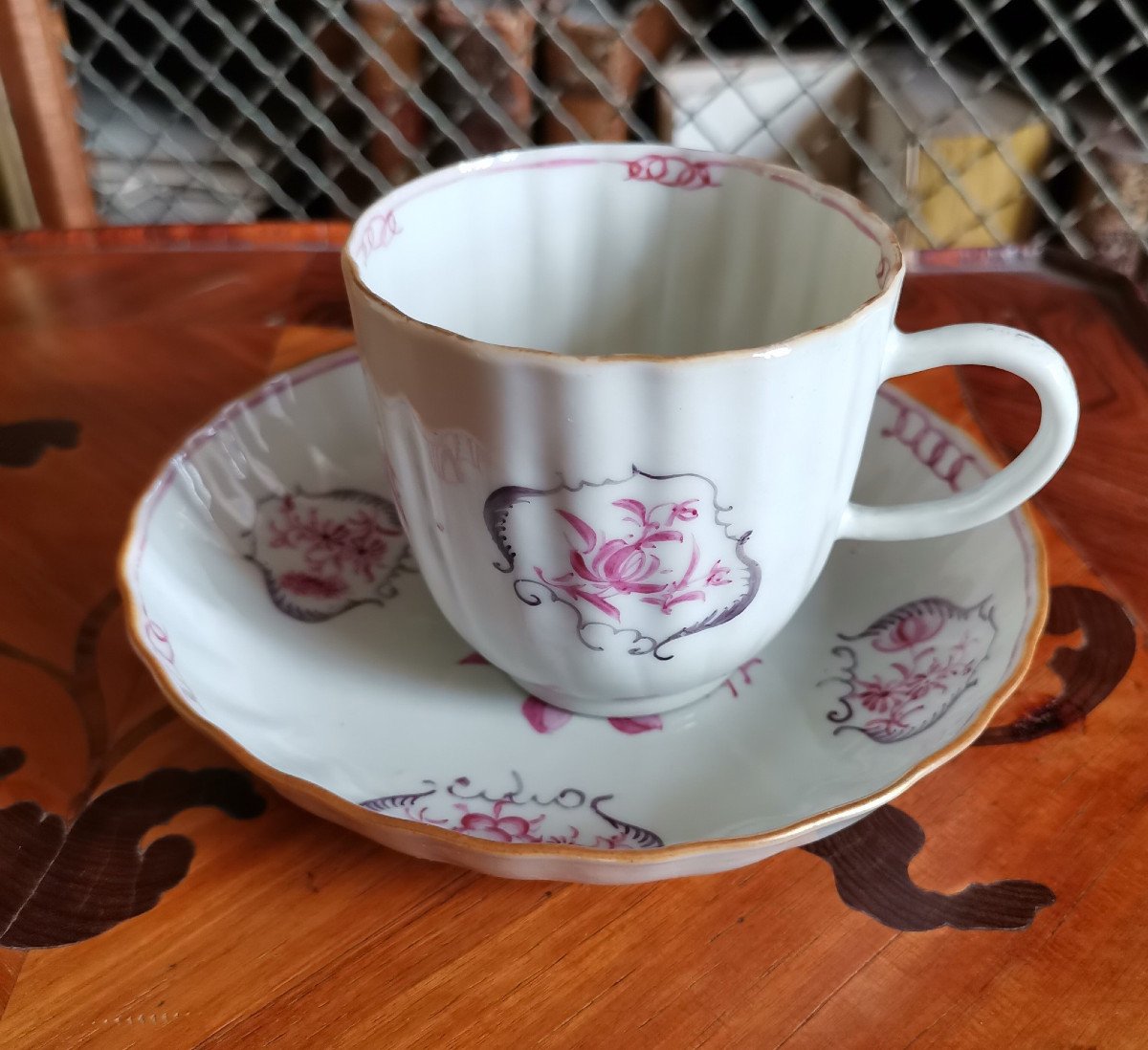 Tasse Et Soucoupe En Porcelaine De Chine De La Cie Des Indes d'époque Louis XV-photo-2