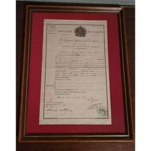 Certificate Of A Voltigeur Of The 2nd Infantry Regiment Of The Royal Guard Dated 1828
