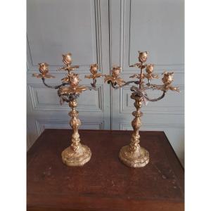 Pair Of Louis XV Style Candelabra 1st Half Of The Nineteenth