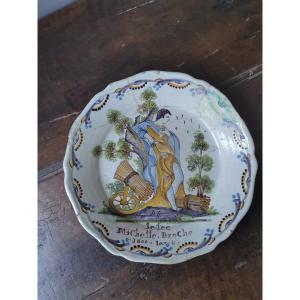 Patronimic Plate In Nevers Earthenware Dated 1800 Consulate Period