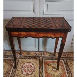 Table à Jeux En Marquèterie d'époque Louis XV