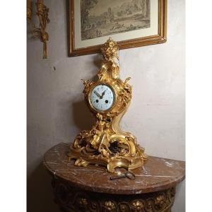 Important Louis XV Style Gilt Bronze Clock Late 19th Century Signed F. Rambaud