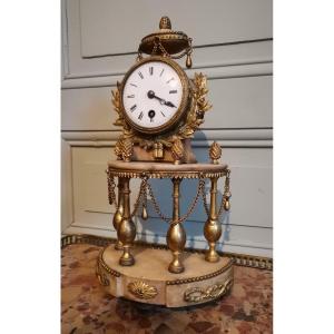 Louis XVI Gilt Bronze And White Marble Clock