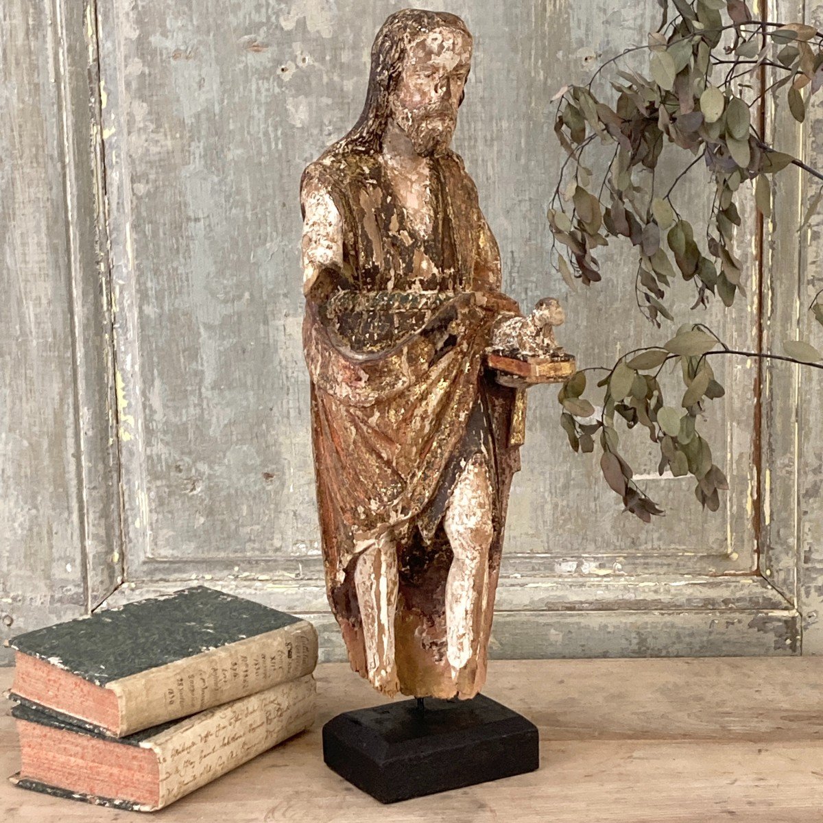 Carved Wood XVII Saint John The Baptist-photo-5