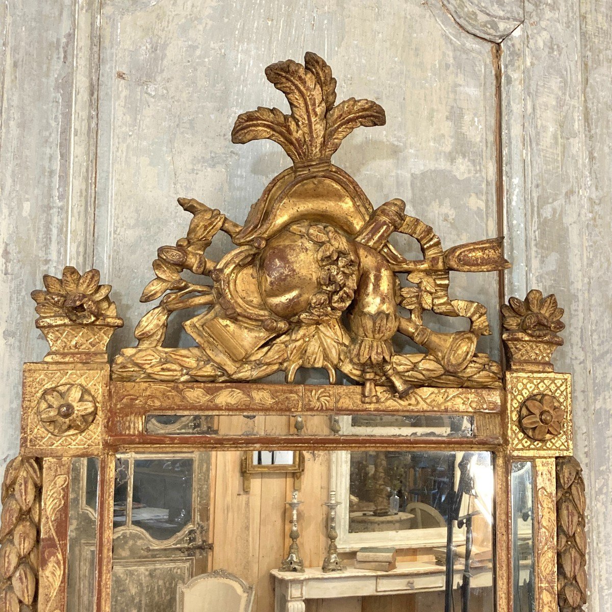 Grand Miroir à Parecloses d'époque Louis XVI-photo-2