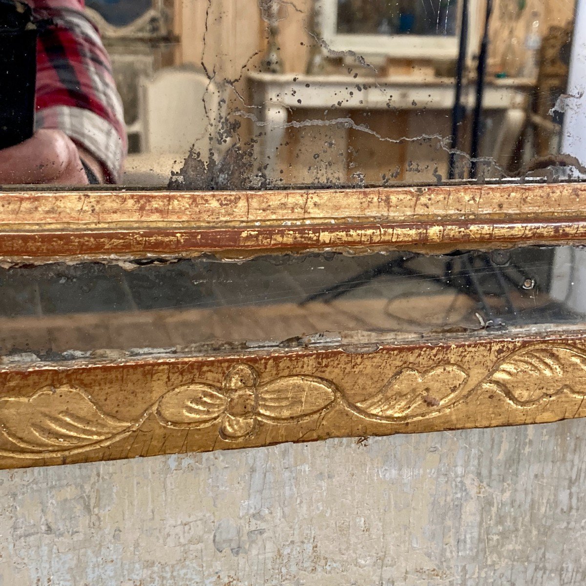 Large Louis XVI Period Mirror With Glazing Beads-photo-4