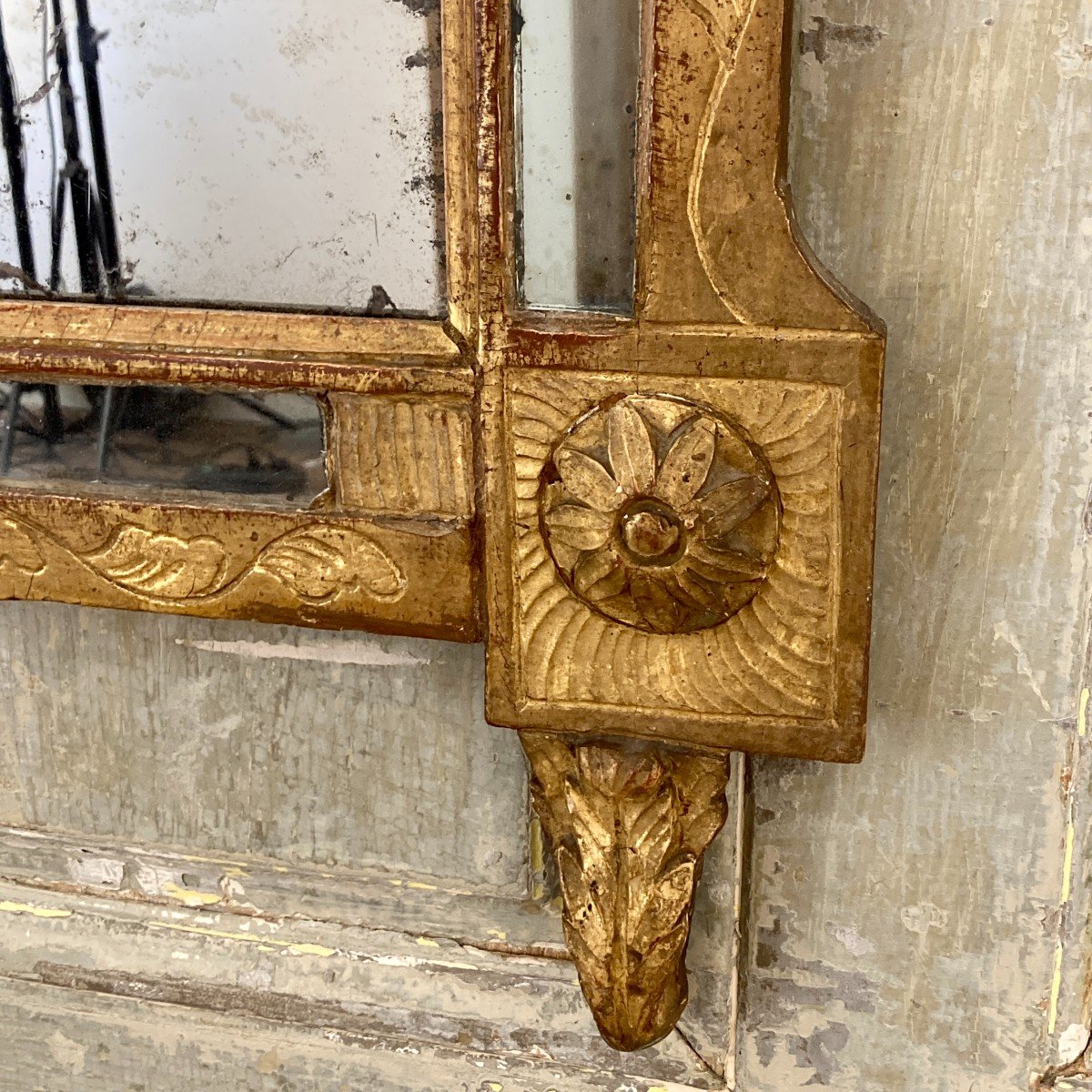 Large Louis XVI Period Mirror With Glazing Beads-photo-4