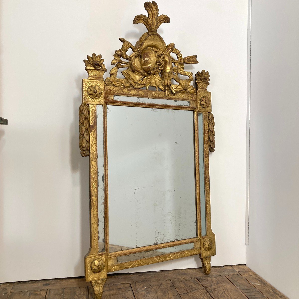 Large Louis XVI Period Mirror With Glazing Beads-photo-5