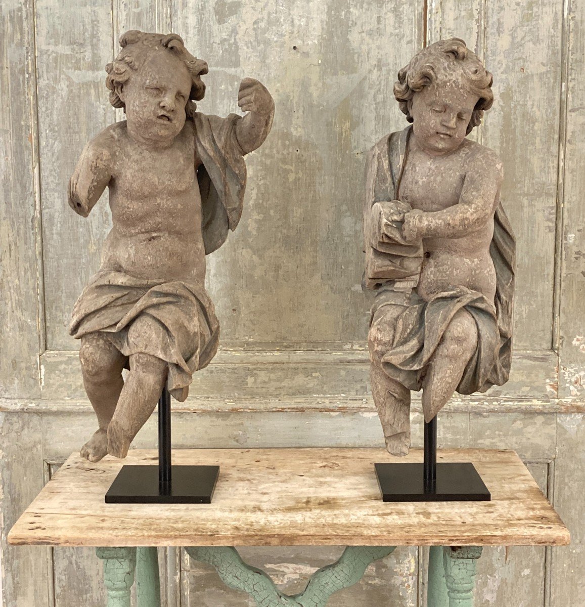 Pair Of Large 17th Century Cherubs