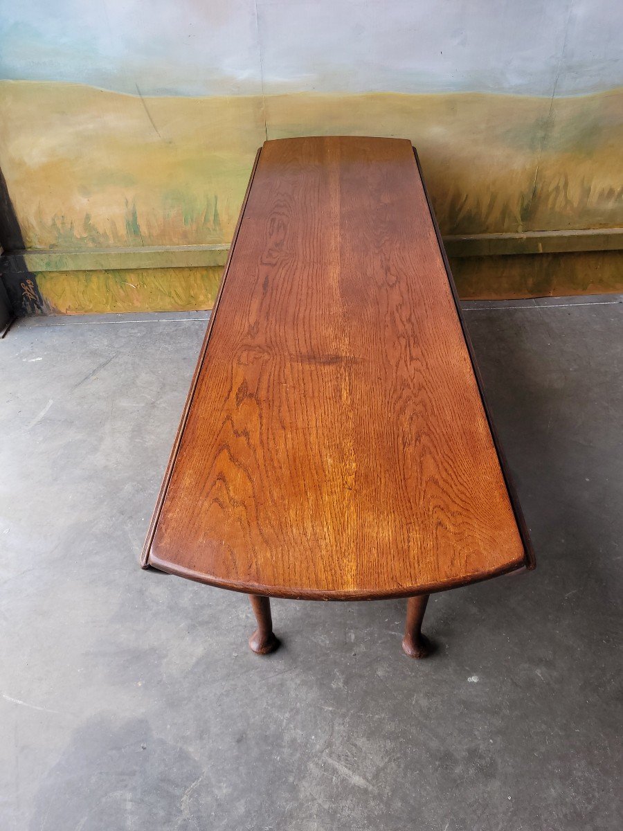 Large Oval Oak Table From The 19th Century -photo-2